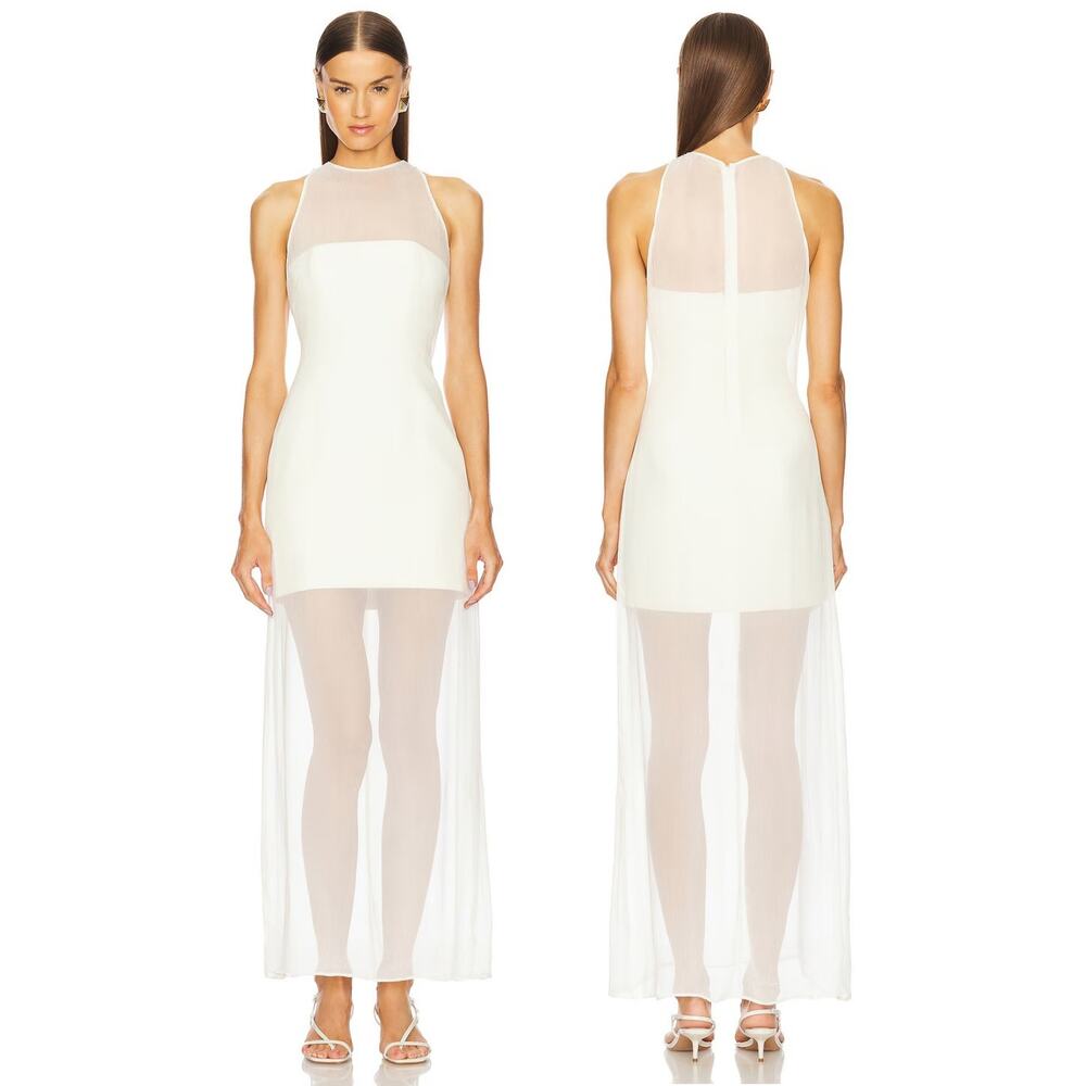 L'Academie Marianna Amiens Maxi Dress Sheer Formal Wedding Party Bridal Prom M